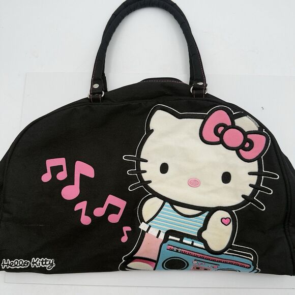 Hello Kitty Sanrio Y2K Vintage Black Nylon Boston Bag & Sanrio My Melody Plush - Picture 9 of 16